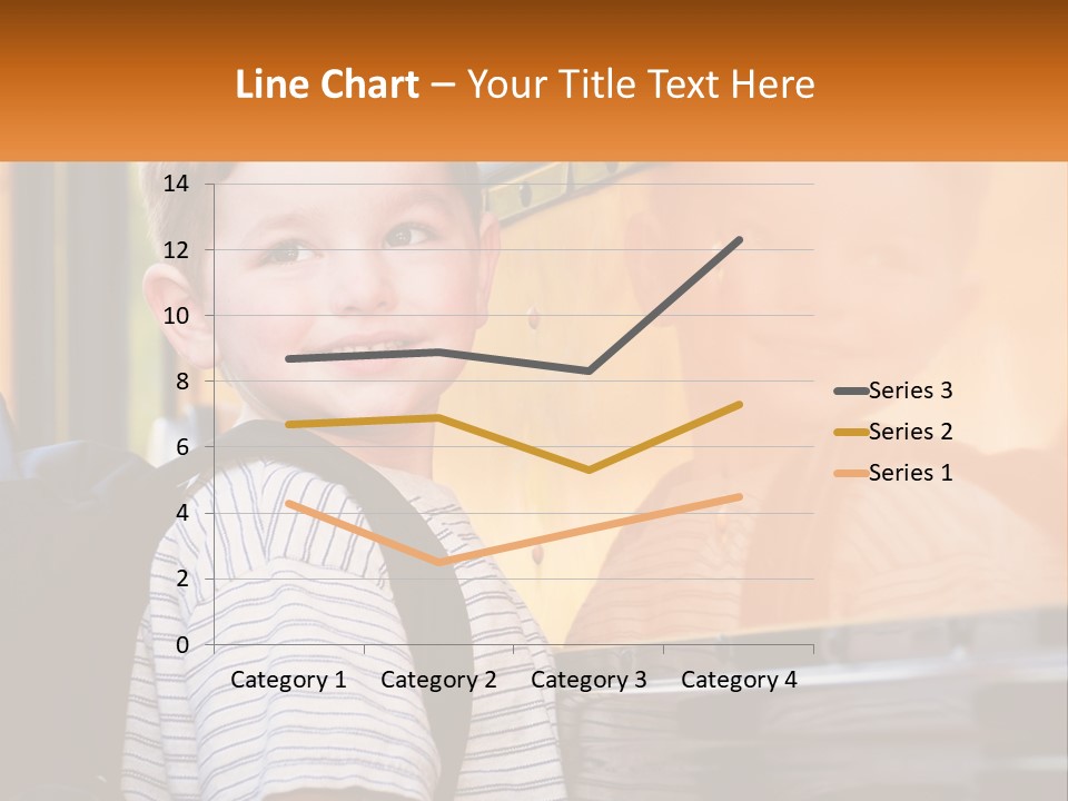 A Young Boy Is Standing In Front Of A School Bus PowerPoint Template
