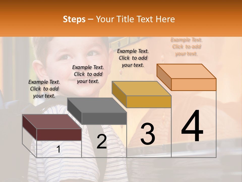 A Young Boy Is Standing In Front Of A School Bus PowerPoint Template