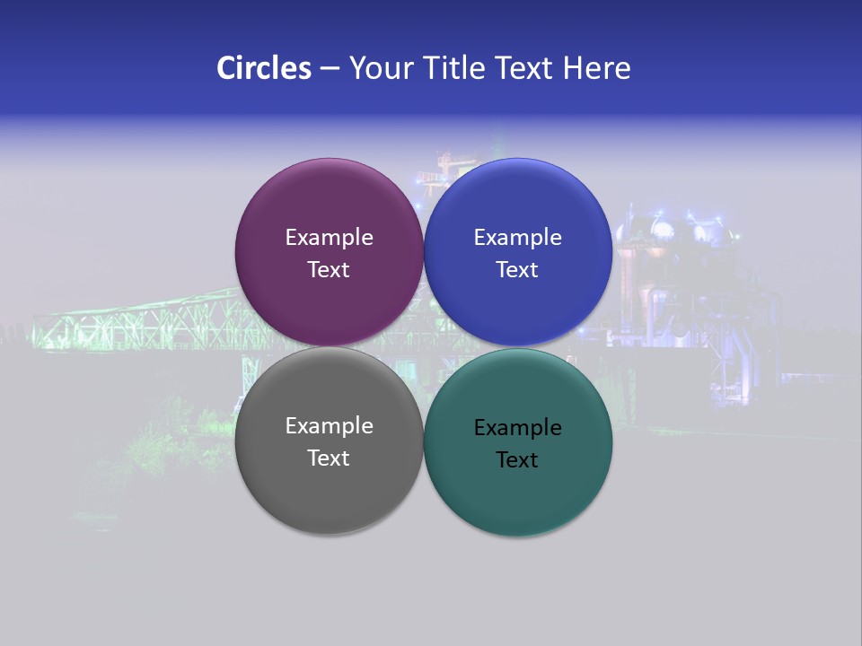 A Power Plant Lit Up At Night With Green And Blue Lights PowerPoint Template