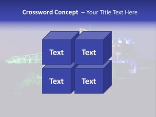 A Power Plant Lit Up At Night With Green And Blue Lights PowerPoint Template