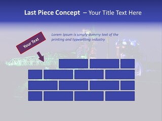 A Power Plant Lit Up At Night With Green And Blue Lights PowerPoint Template
