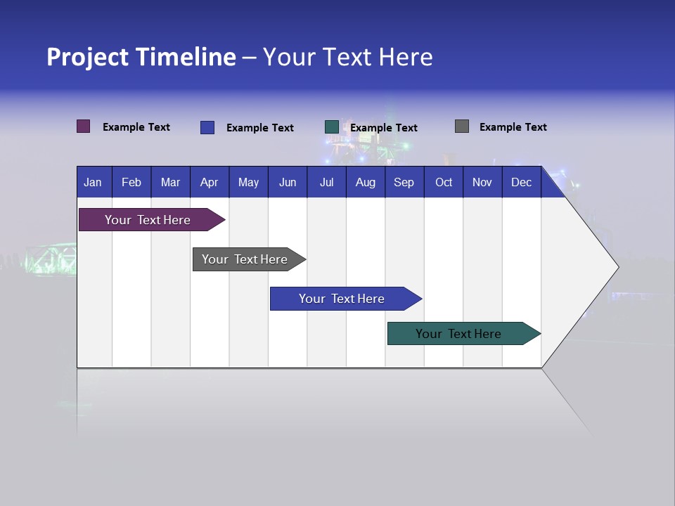 A Power Plant Lit Up At Night With Green And Blue Lights PowerPoint Template