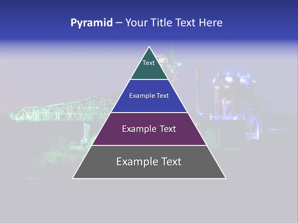 A Power Plant Lit Up At Night With Green And Blue Lights PowerPoint Template