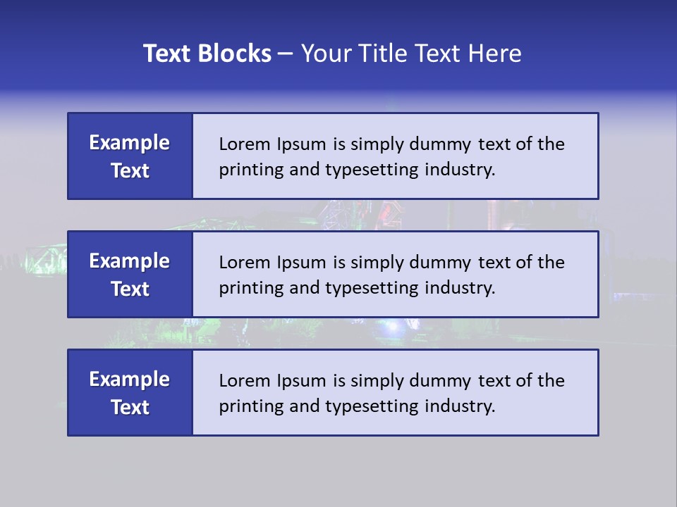 A Power Plant Lit Up At Night With Green And Blue Lights PowerPoint Template