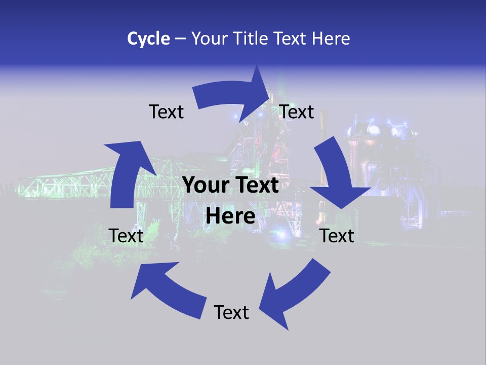 A Power Plant Lit Up At Night With Green And Blue Lights PowerPoint Template
