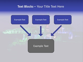 A Power Plant Lit Up At Night With Green And Blue Lights PowerPoint Template