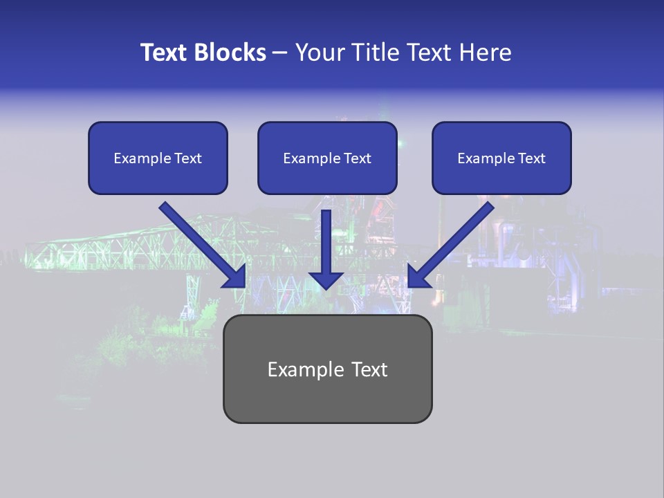 A Power Plant Lit Up At Night With Green And Blue Lights PowerPoint Template