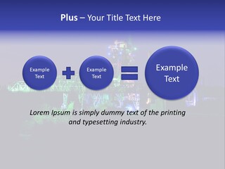 A Power Plant Lit Up At Night With Green And Blue Lights PowerPoint Template