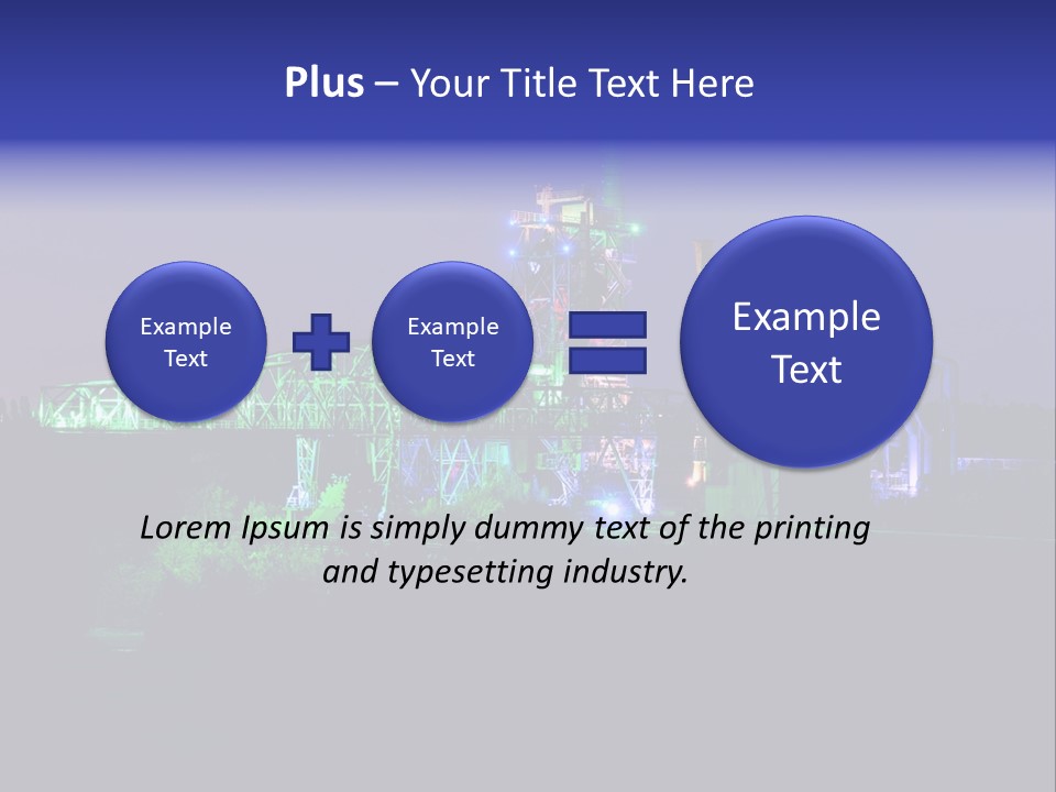 A Power Plant Lit Up At Night With Green And Blue Lights PowerPoint Template