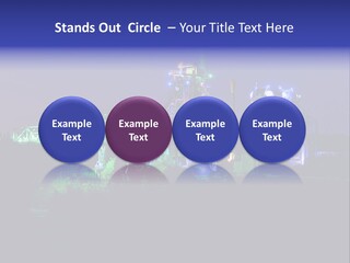 A Power Plant Lit Up At Night With Green And Blue Lights PowerPoint Template