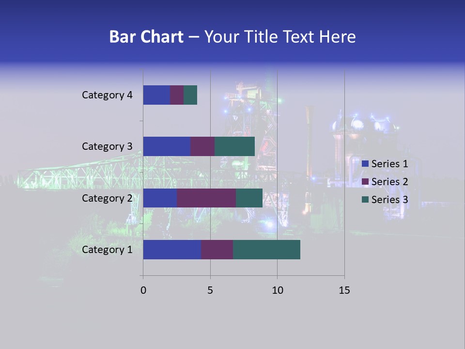A Power Plant Lit Up At Night With Green And Blue Lights PowerPoint Template