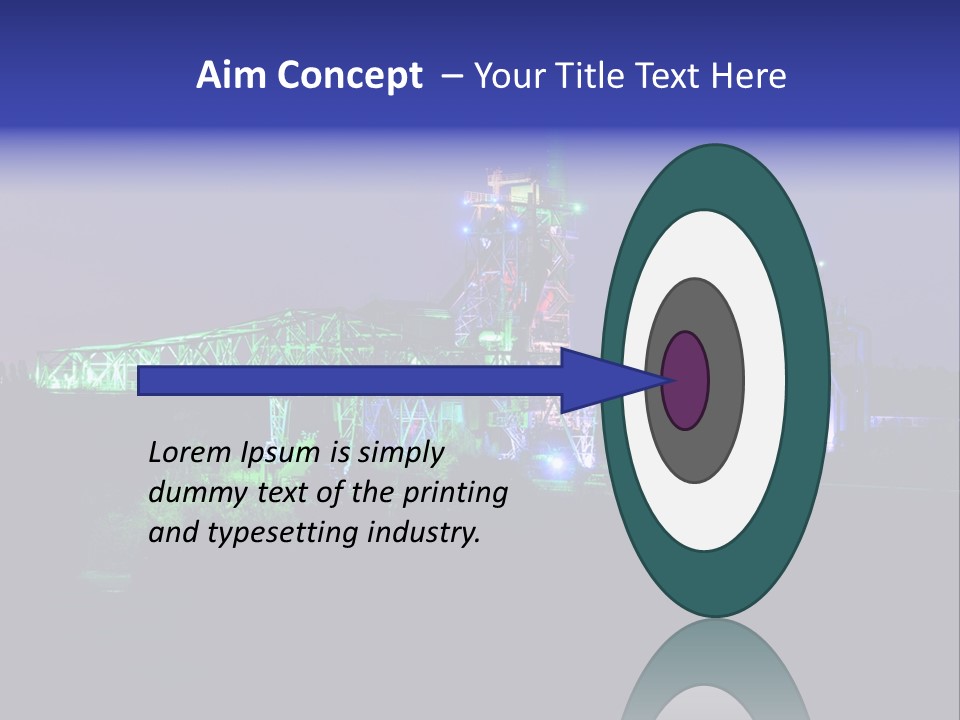 A Power Plant Lit Up At Night With Green And Blue Lights PowerPoint Template