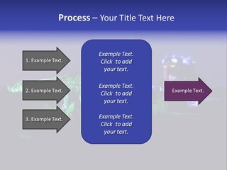 A Power Plant Lit Up At Night With Green And Blue Lights PowerPoint Template