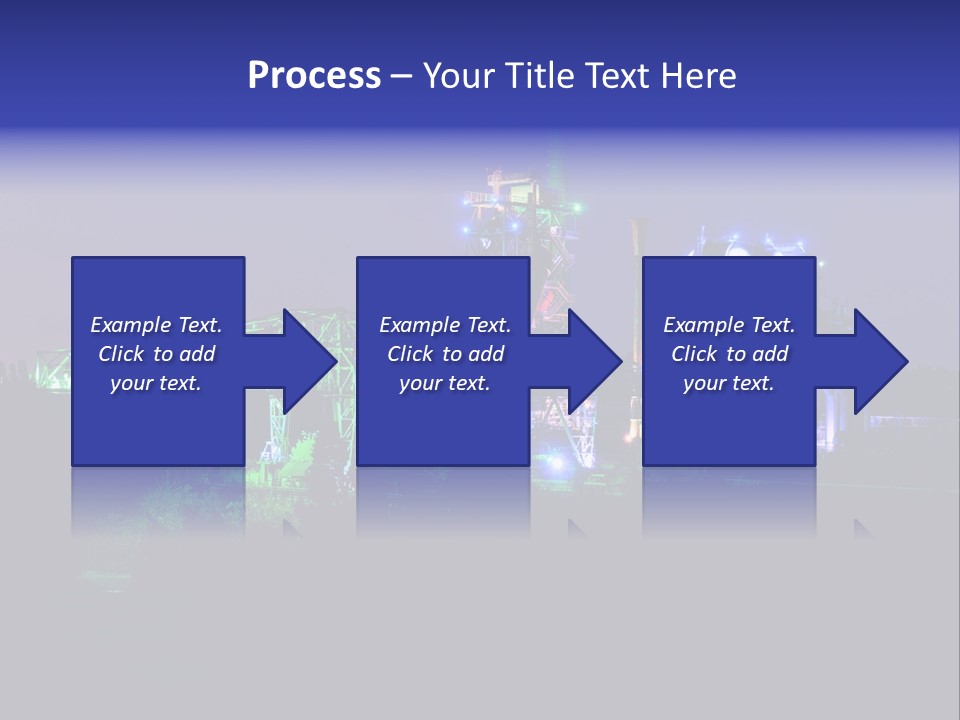 A Power Plant Lit Up At Night With Green And Blue Lights PowerPoint Template