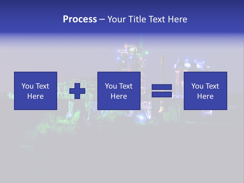 A Power Plant Lit Up At Night With Green And Blue Lights PowerPoint Template