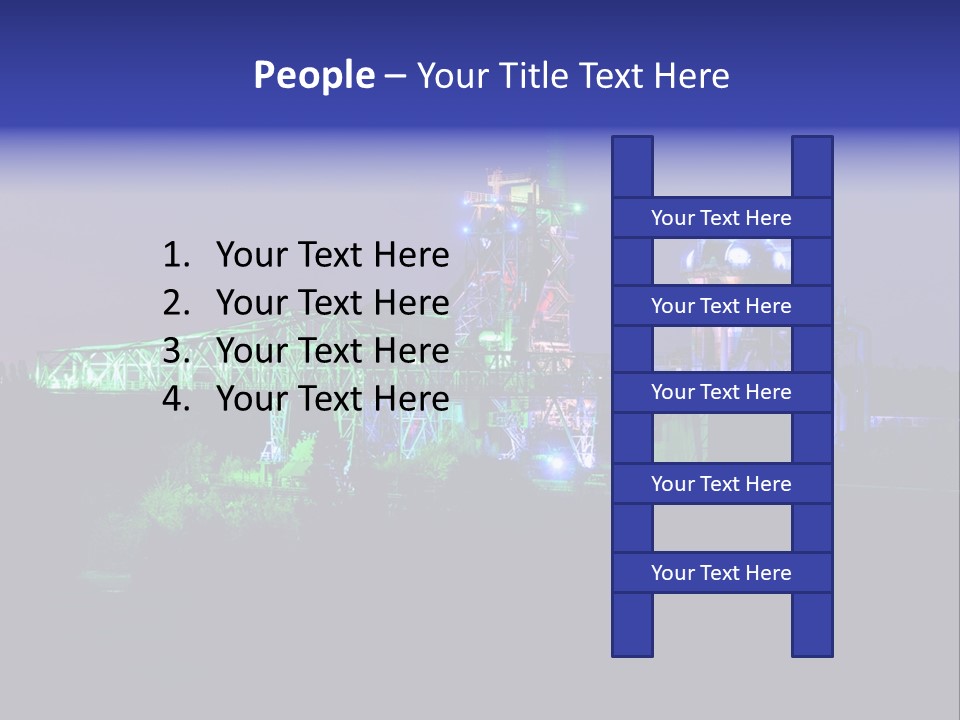 A Power Plant Lit Up At Night With Green And Blue Lights PowerPoint Template