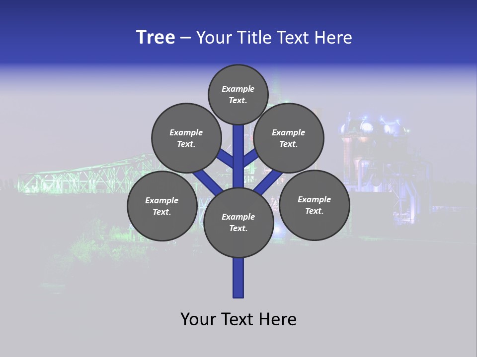 A Power Plant Lit Up At Night With Green And Blue Lights PowerPoint Template