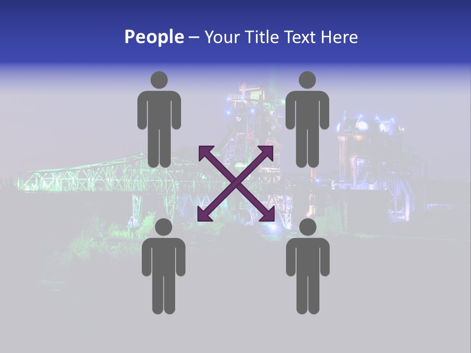 A Power Plant Lit Up At Night With Green And Blue Lights PowerPoint Template