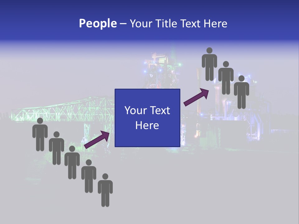 A Power Plant Lit Up At Night With Green And Blue Lights PowerPoint Template