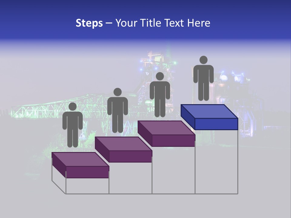 A Power Plant Lit Up At Night With Green And Blue Lights PowerPoint Template