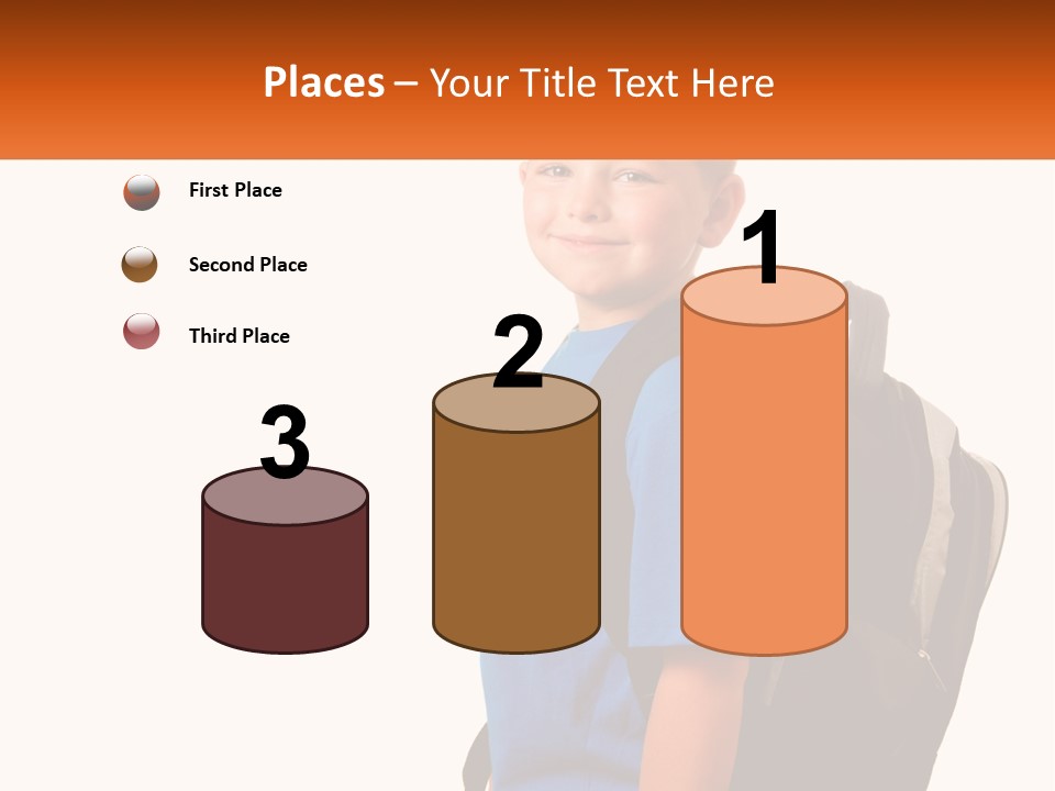 A Young Boy With A Back Pack On His Back PowerPoint Template