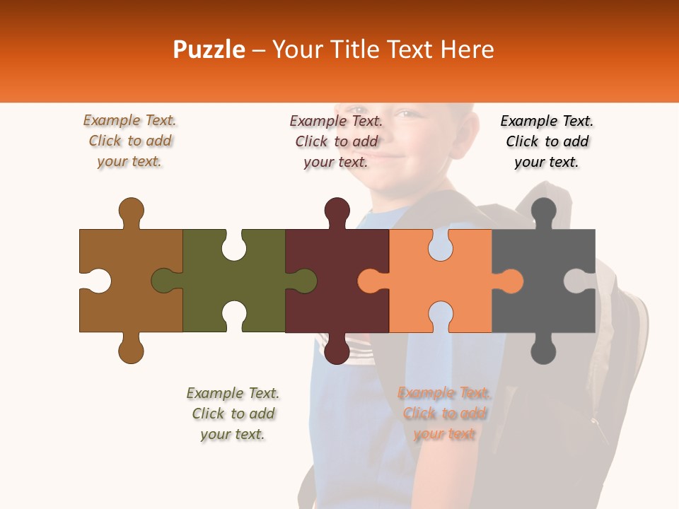 A Young Boy With A Back Pack On His Back PowerPoint Template