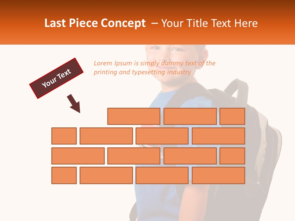A Young Boy With A Back Pack On His Back PowerPoint Template