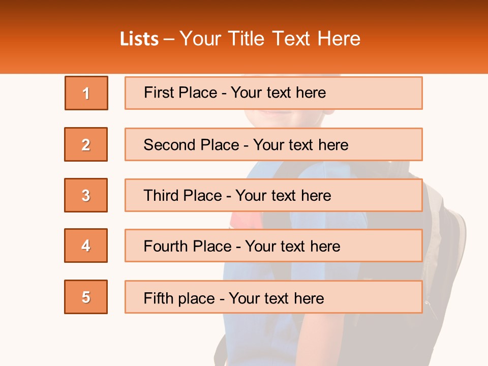 A Young Boy With A Back Pack On His Back PowerPoint Template