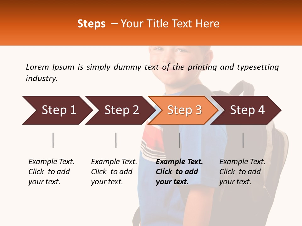 A Young Boy With A Back Pack On His Back PowerPoint Template