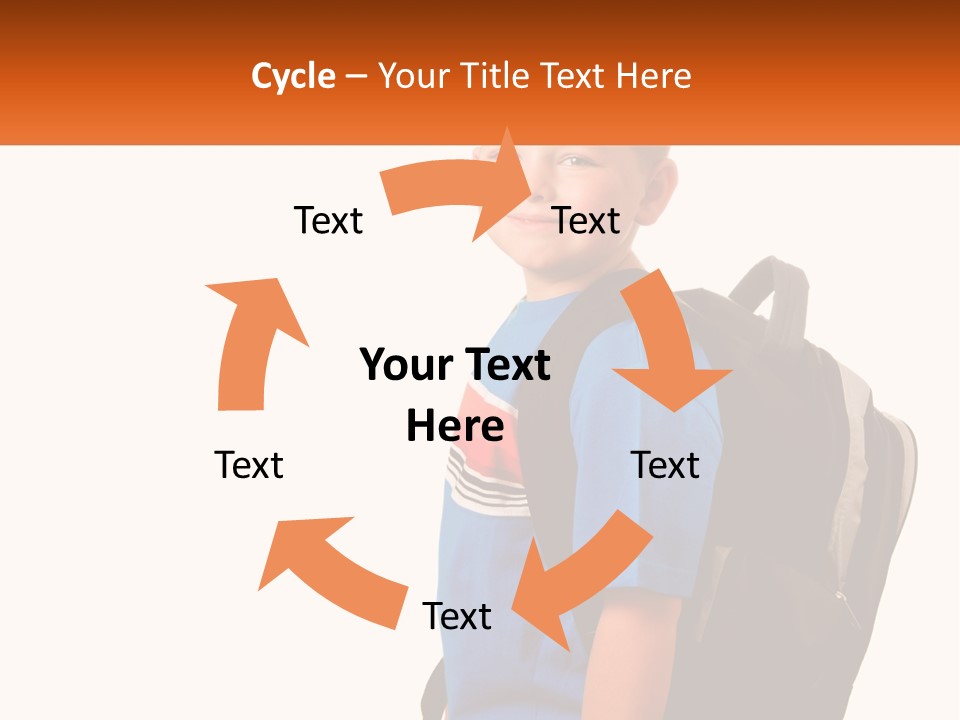 A Young Boy With A Back Pack On His Back PowerPoint Template