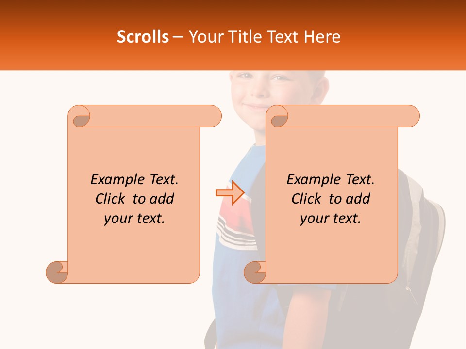 A Young Boy With A Back Pack On His Back PowerPoint Template