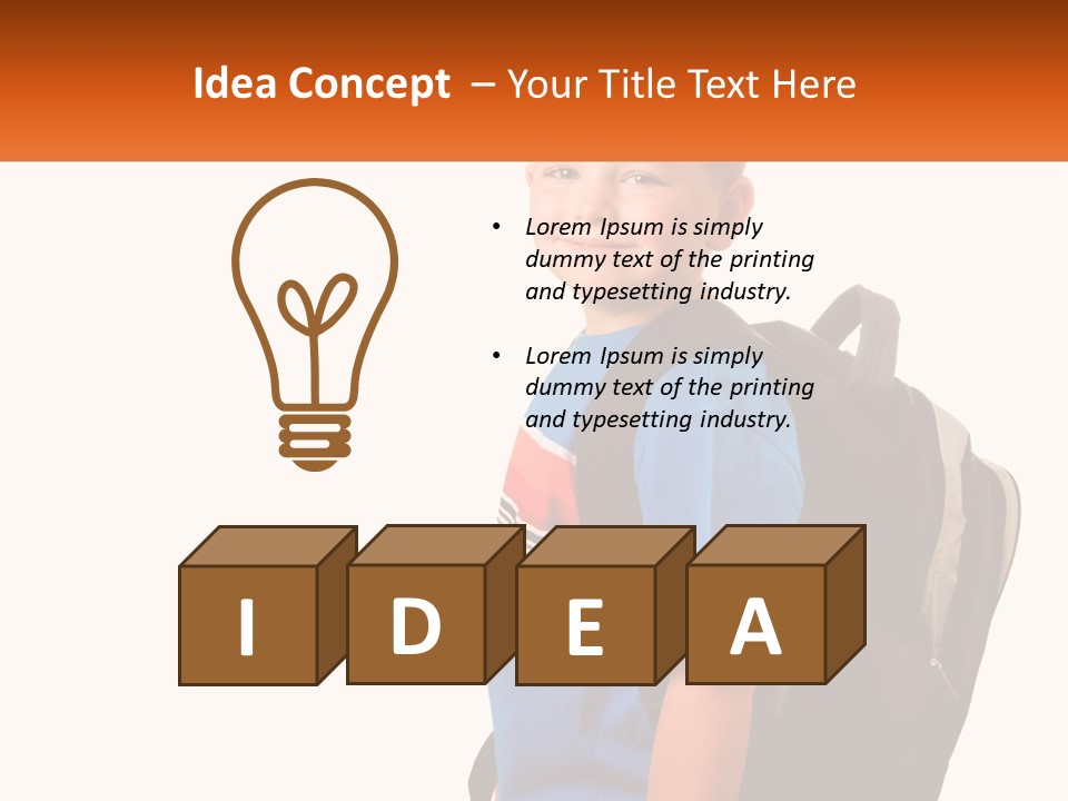 A Young Boy With A Back Pack On His Back PowerPoint Template