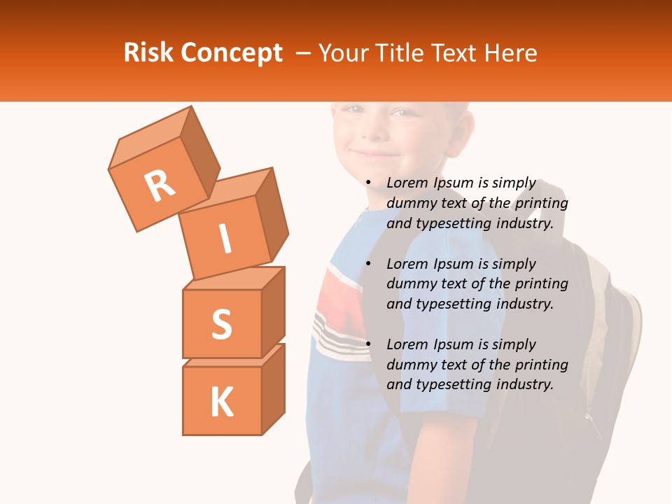 A Young Boy With A Back Pack On His Back PowerPoint Template