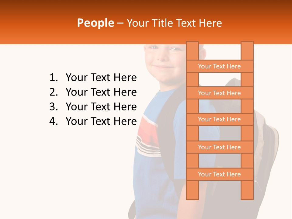 A Young Boy With A Back Pack On His Back PowerPoint Template