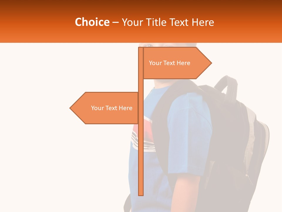 A Young Boy With A Back Pack On His Back PowerPoint Template