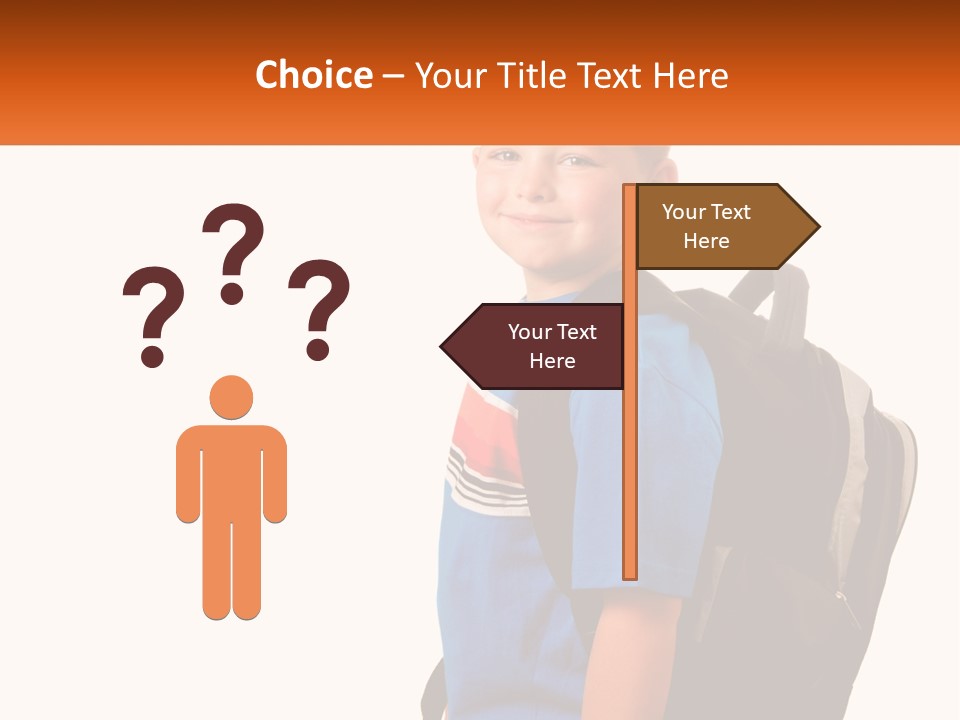 A Young Boy With A Back Pack On His Back PowerPoint Template