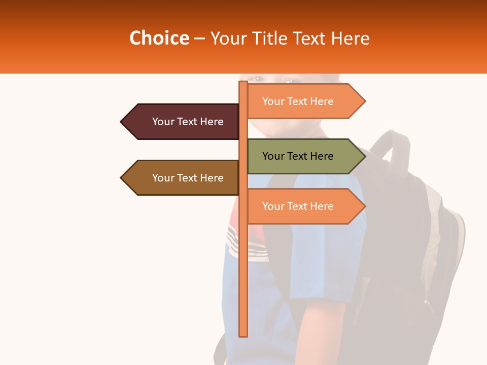 A Young Boy With A Back Pack On His Back PowerPoint Template