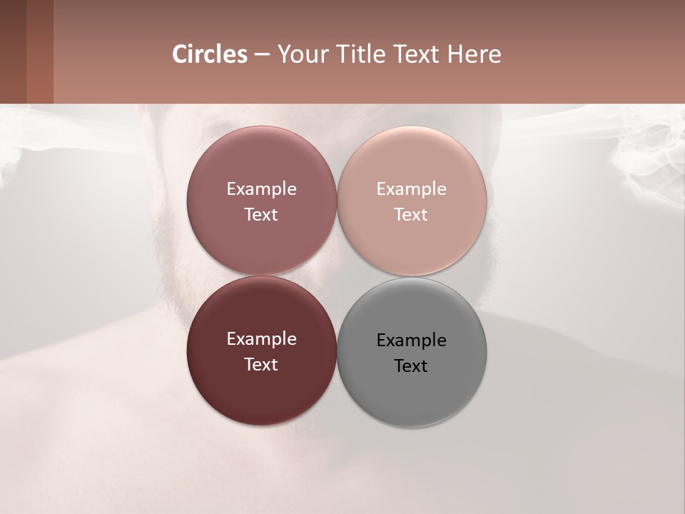 A Man With A Beard And No Shirt Is Making A Face With Smoke Coming Out PowerPoint Template