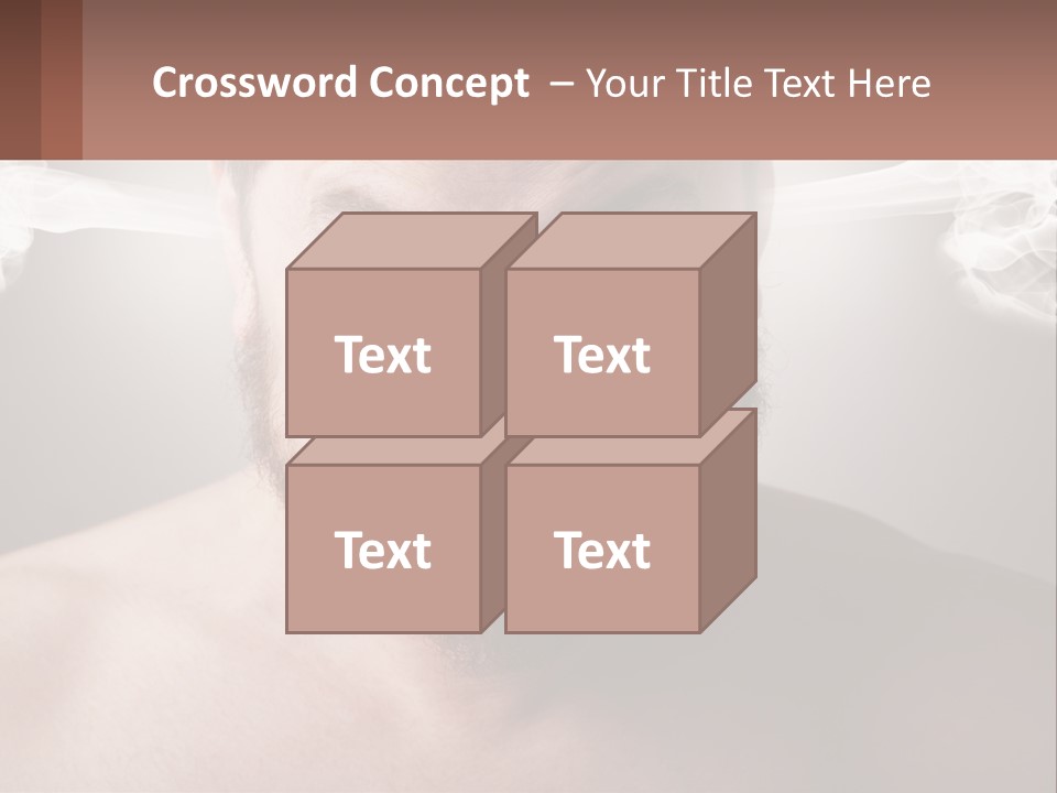 A Man With A Beard And No Shirt Is Making A Face With Smoke Coming Out PowerPoint Template