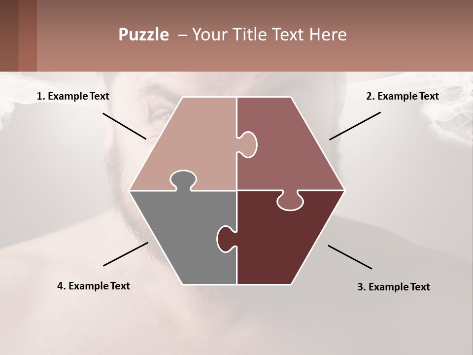 A Man With A Beard And No Shirt Is Making A Face With Smoke Coming Out PowerPoint Template