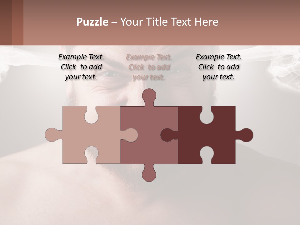 A Man With A Beard And No Shirt Is Making A Face With Smoke Coming Out PowerPoint Template