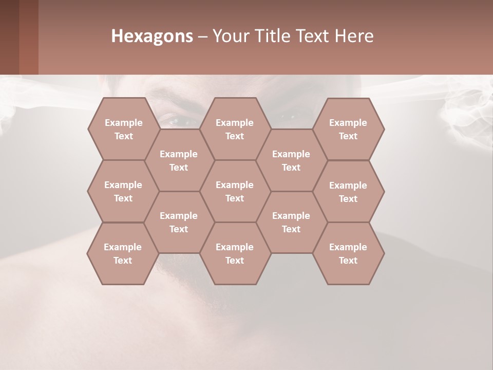 A Man With A Beard And No Shirt Is Making A Face With Smoke Coming Out PowerPoint Template
