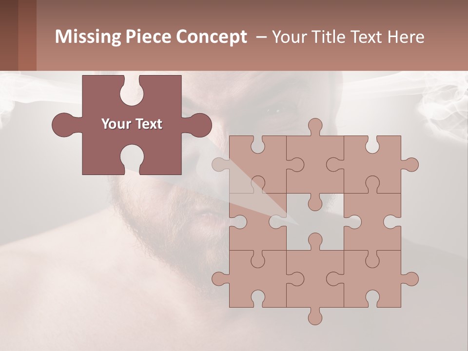 A Man With A Beard And No Shirt Is Making A Face With Smoke Coming Out PowerPoint Template