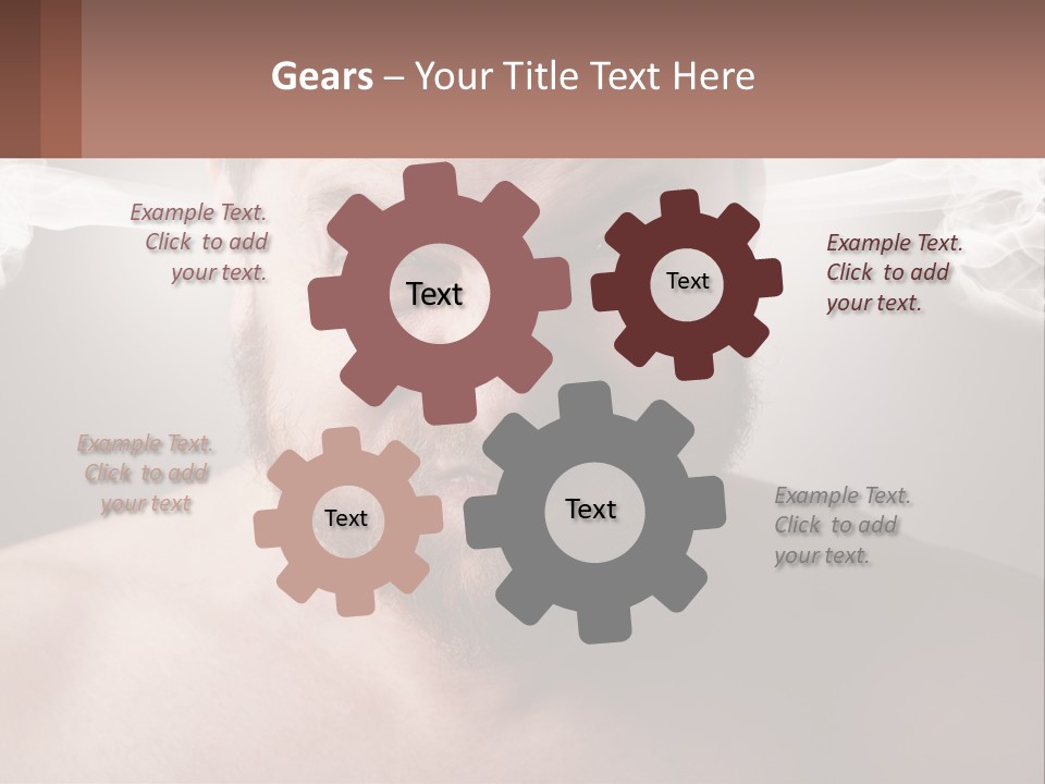 A Man With A Beard And No Shirt Is Making A Face With Smoke Coming Out PowerPoint Template