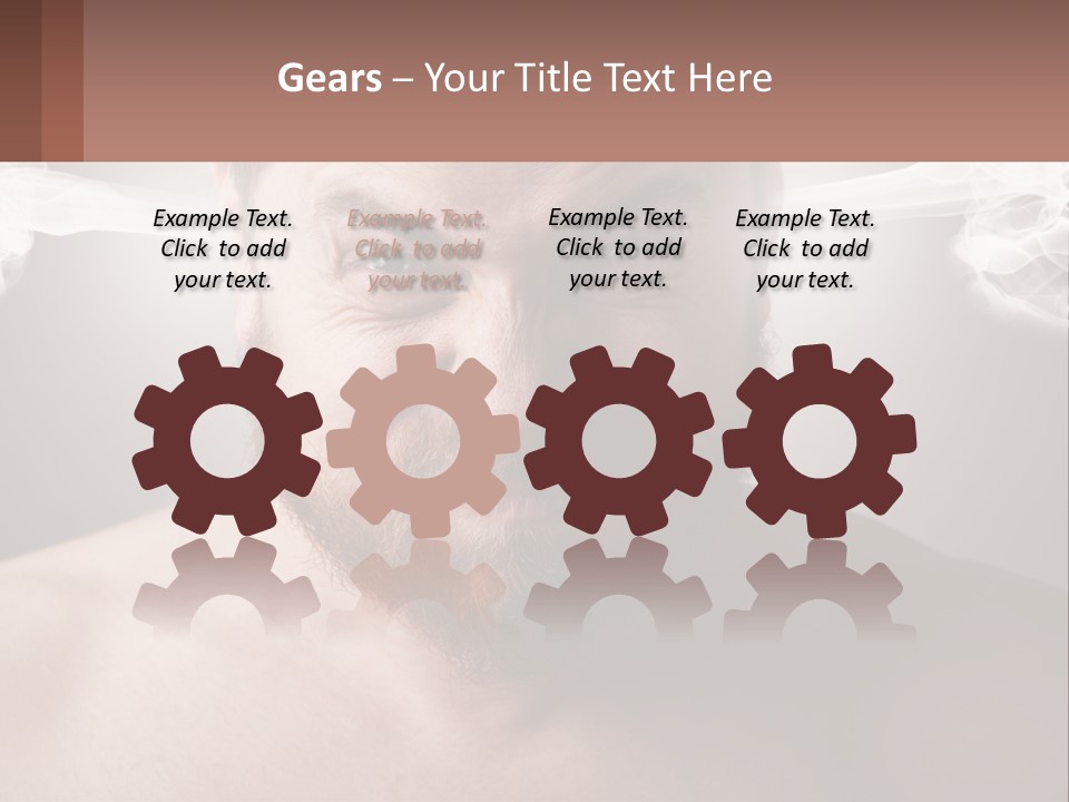 A Man With A Beard And No Shirt Is Making A Face With Smoke Coming Out PowerPoint Template