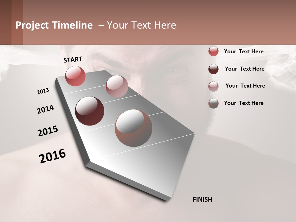 A Man With A Beard And No Shirt Is Making A Face With Smoke Coming Out PowerPoint Template