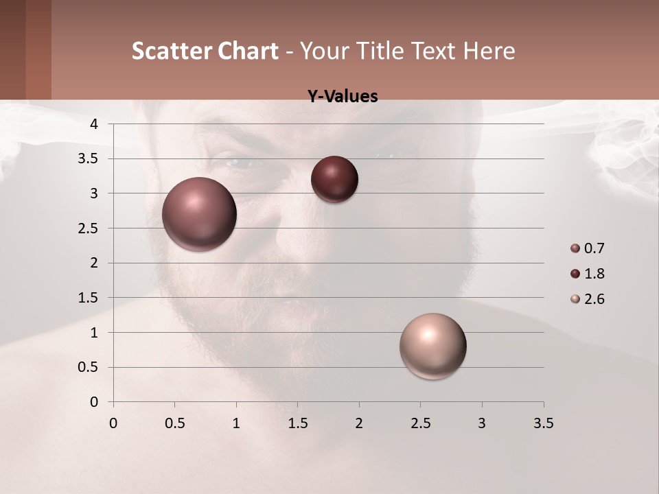 A Man With A Beard And No Shirt Is Making A Face With Smoke Coming Out PowerPoint Template