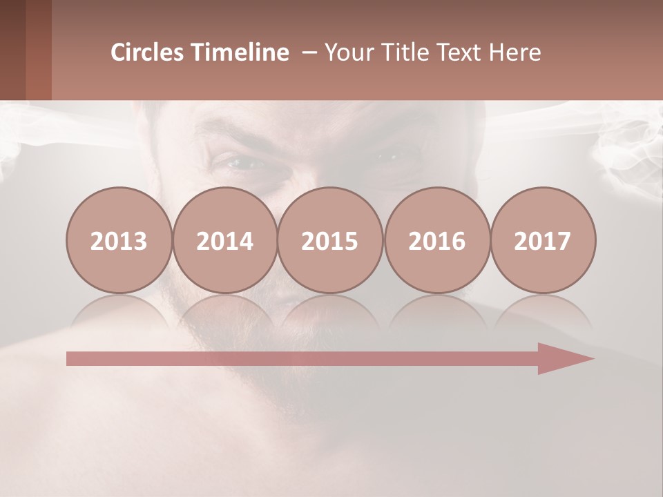 A Man With A Beard And No Shirt Is Making A Face With Smoke Coming Out PowerPoint Template