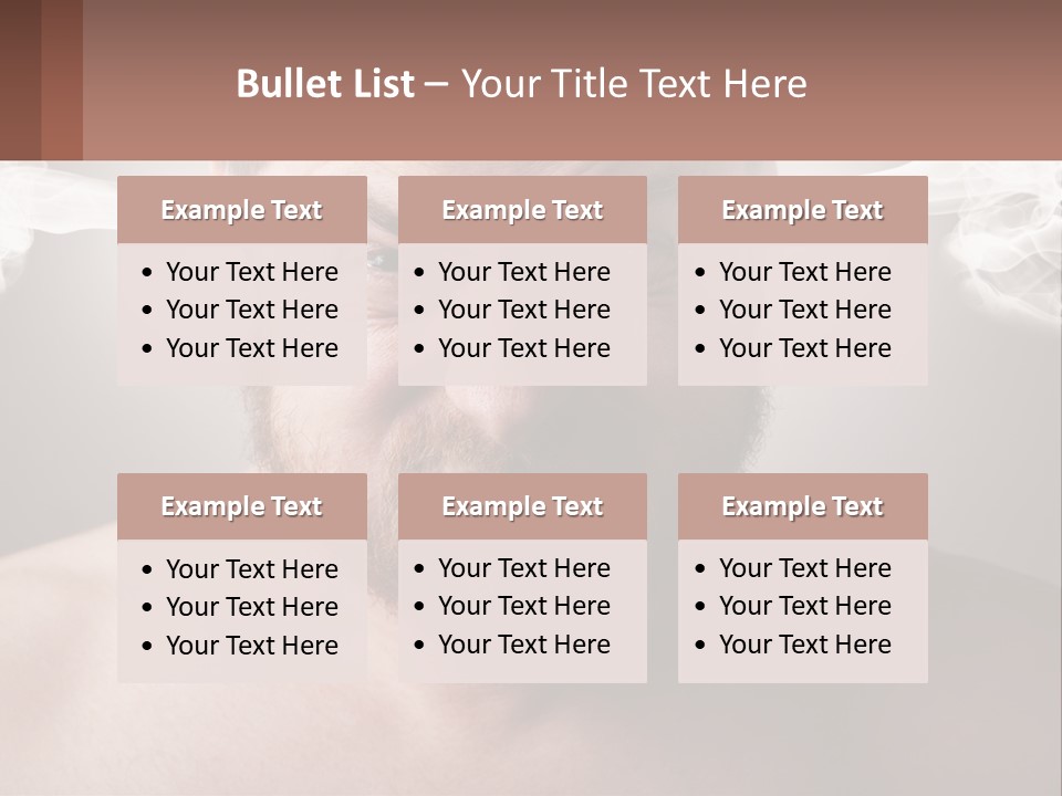 A Man With A Beard And No Shirt Is Making A Face With Smoke Coming Out PowerPoint Template