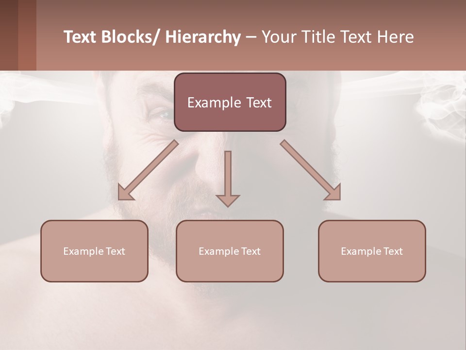 A Man With A Beard And No Shirt Is Making A Face With Smoke Coming Out PowerPoint Template